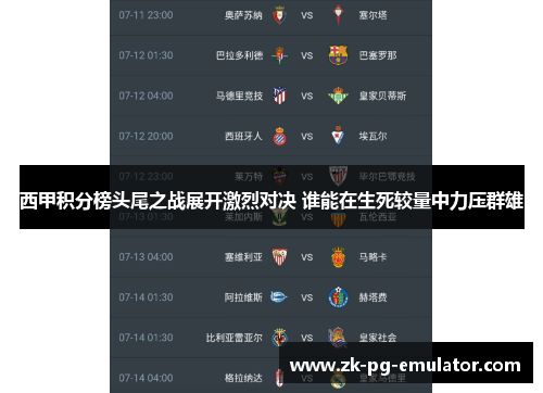 西甲积分榜头尾之战展开激烈对决 谁能在生死较量中力压群雄 西甲积分榜头尾之战展开激烈对决 谁能在生死较量中力压群雄